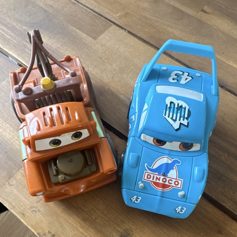 BUNDLE Mattel Pixar Cars Tow Mater & Dinoco Character Vehicles 2005